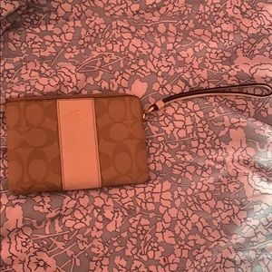 Coach cream & white wristlet